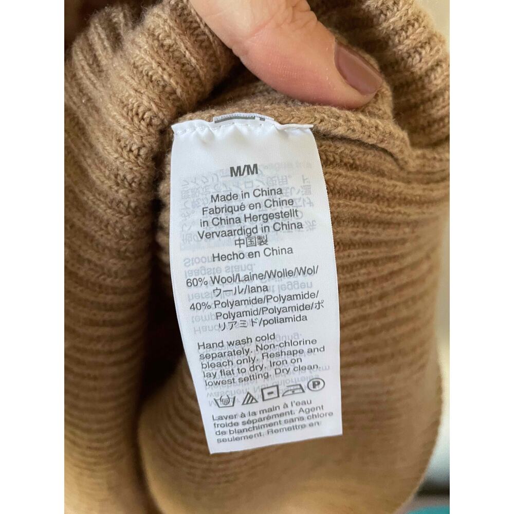 Madewell Wool Blend Long Sleeve V-Neck Sweater Mini Dress Tan Size Medium - Picture 7 of 7